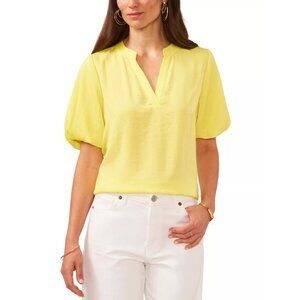 VINCE CAMUTO Women's V-Neck Short Puff Sleeve Blouse